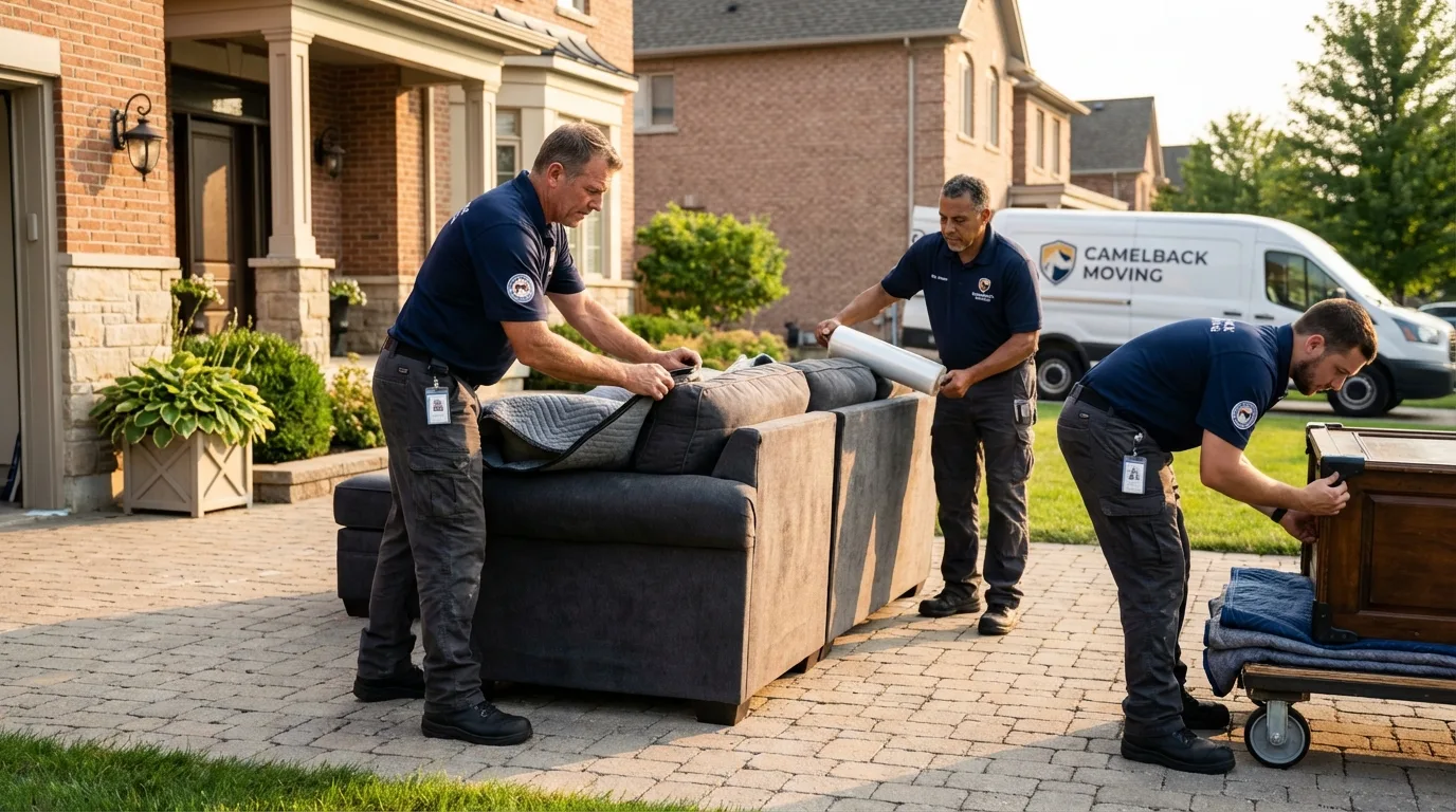 Large estate moving crew wrapping furniture in Lake Waccamaw, NC