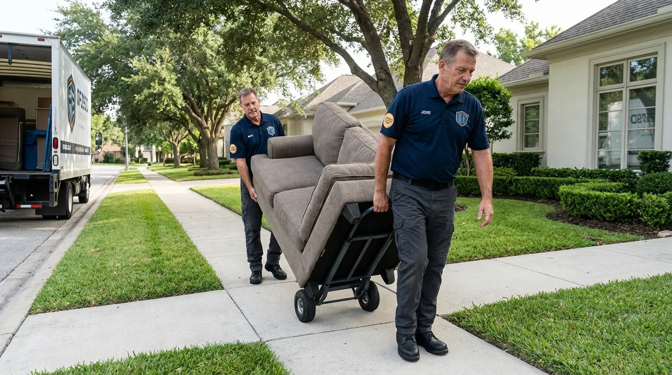 Local residential moving crew loading furniture in Lake Waccamaw, NC